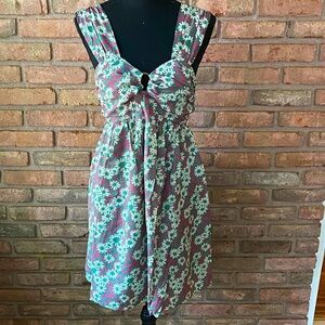 Entro Floral Mini Dress - Pink and Green